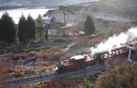 Steam train at back